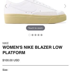 Nike Women's Blazer Low Platform White and Tan Sneakers